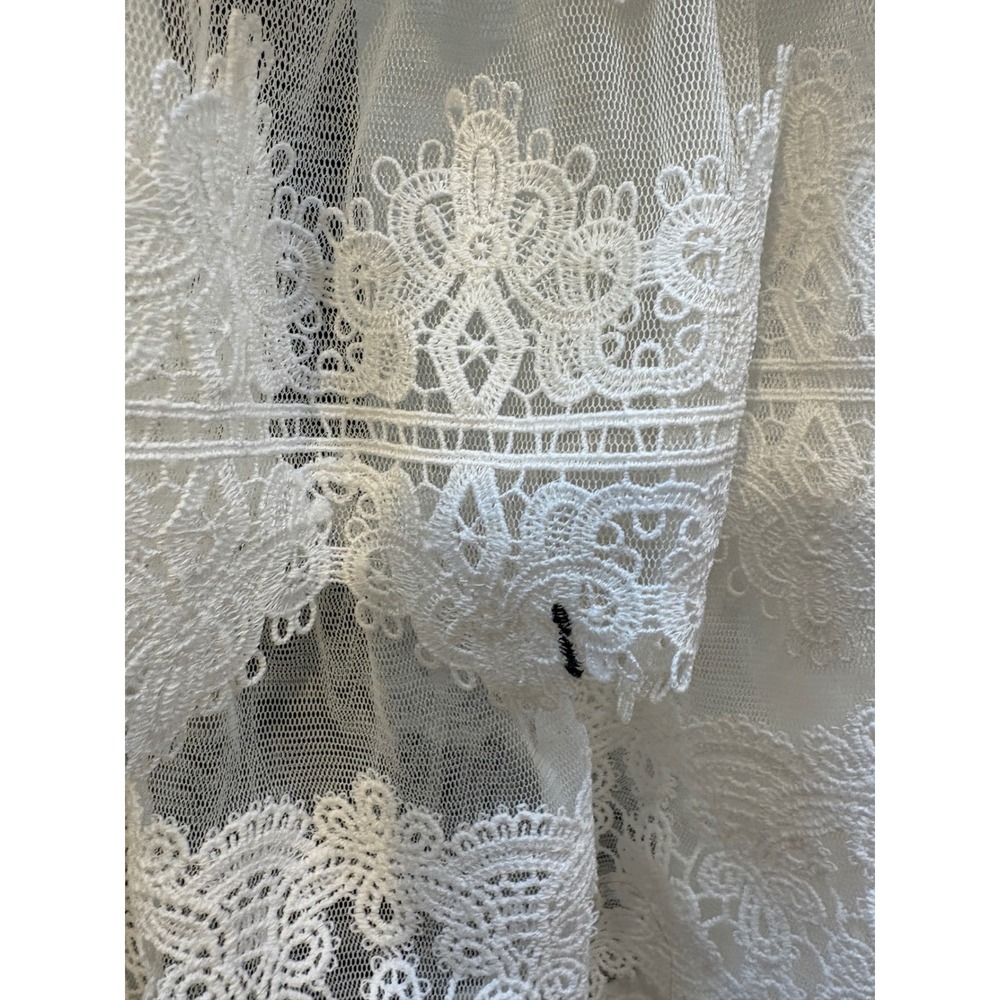 AllSaints Lizi Maxi Skirt Womens 8 White Tiered Lace Mesh Boho Ethereal Coquette - Picture 3 of 7